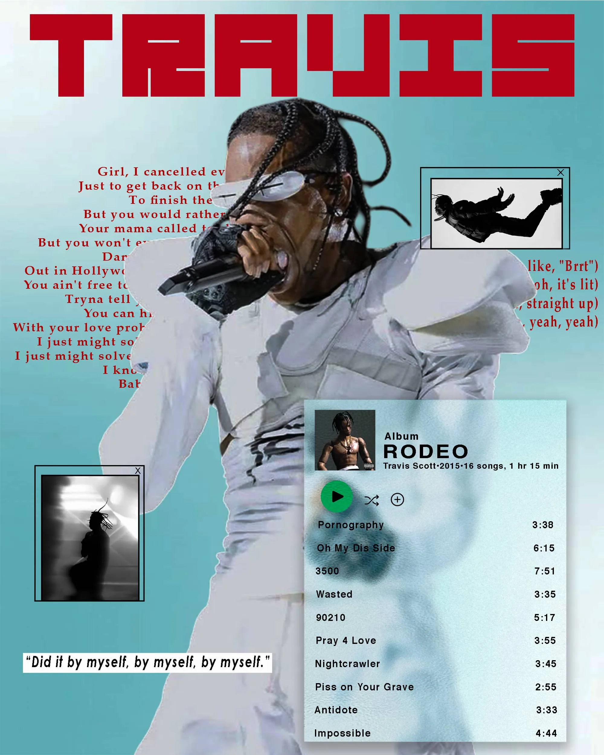 Travis Scott RODEO glass effect poster