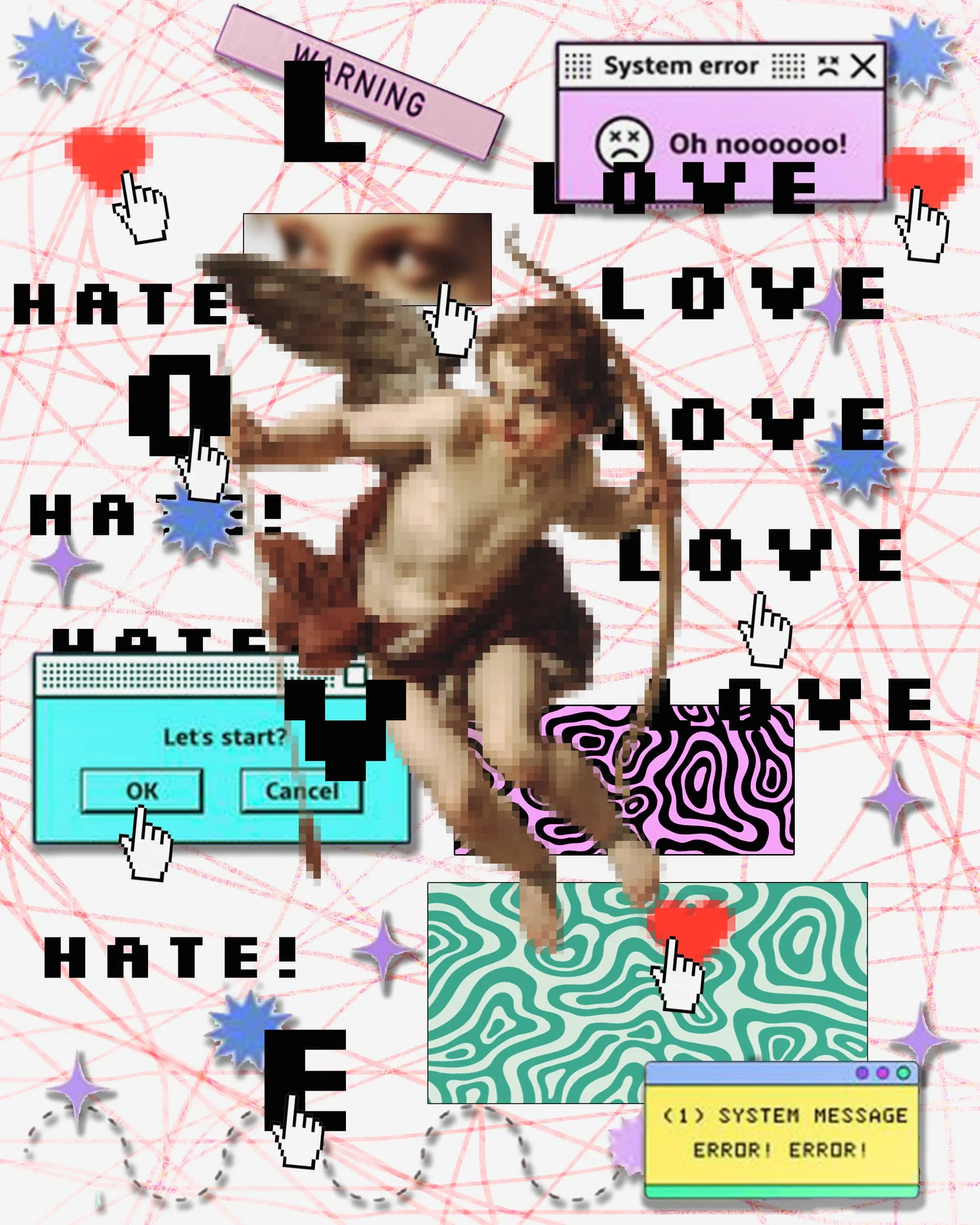 Cupid valentines pixelated poster